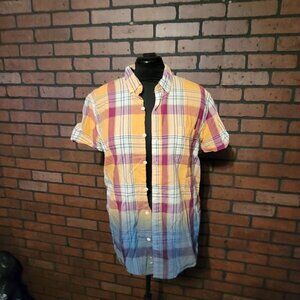 Arizona men's ombre dyed button front short sleeve shirt - size large